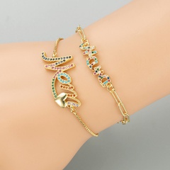 Fashion heart-shape MOM letters copper inlaid zircon bracelet wholesale