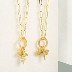 Fashion cross heart-shape copper inlaid zircon necklace wholesale