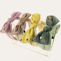 Korea rabbit ears wide-brimmed fabric bow headband wholesale