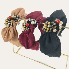Korea pearl headband wide-brimmed color bow headband wholesale