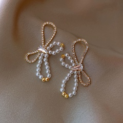 Mode New Style Bogen voller Diamant Perlenohrringe