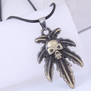 fashion new style maple leaf skull wax rope necklacepicture3
