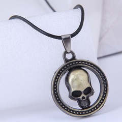 fashion new style metal simple skull wax rope necklace