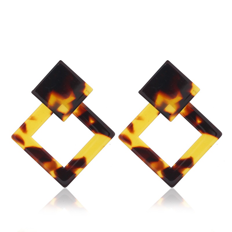 exaggerated quadrilateral acrylic leopard Print Earrings