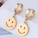 Korean style fashion simple smiley face titanium steel earringspicture3