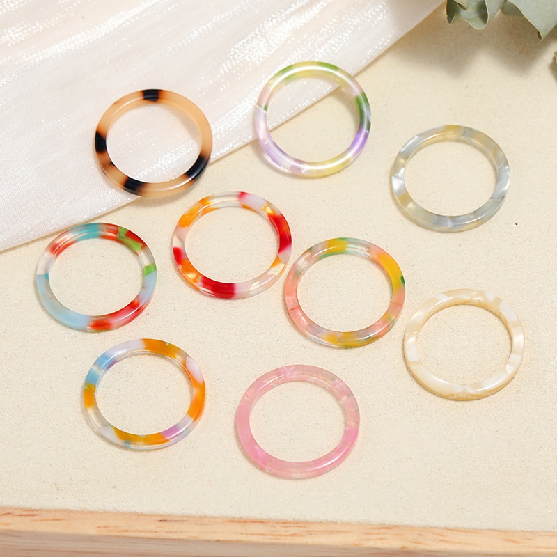 retro acrylic color geometric ring wholesale