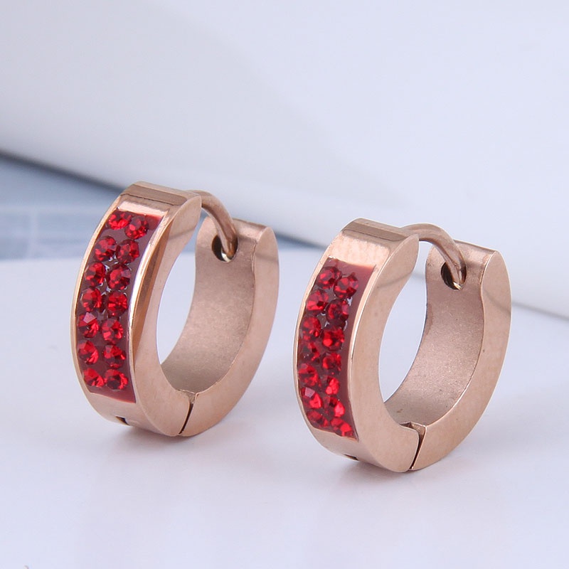 Korean fashion new style titanium steel diamondstudded earrings