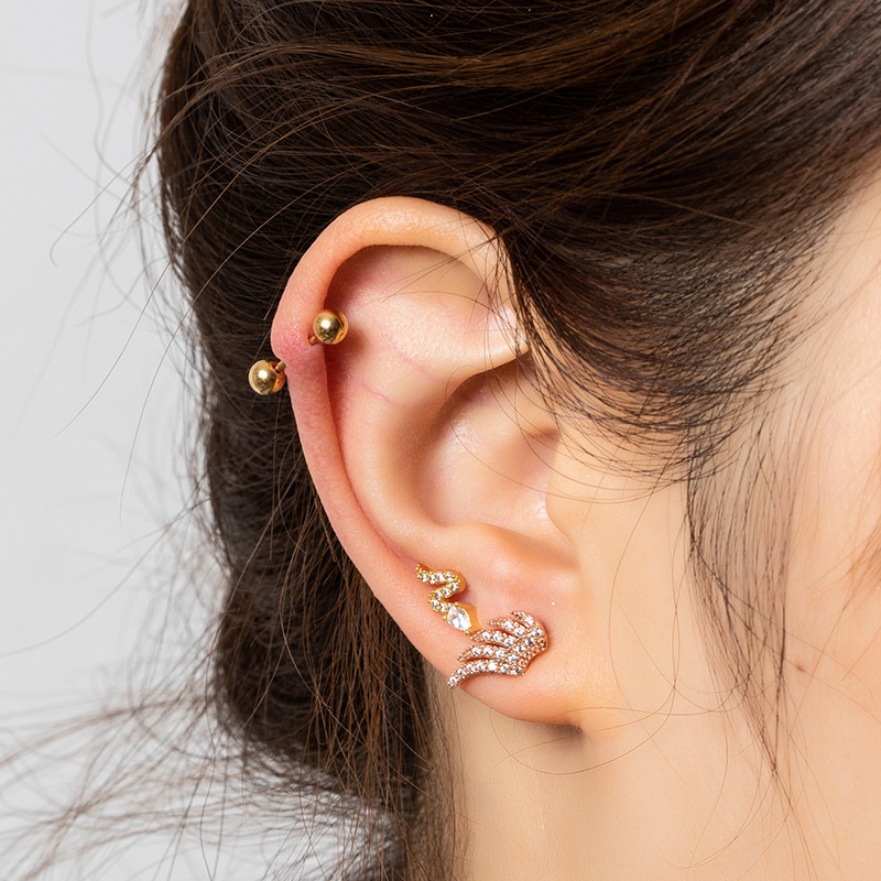 Korean personalized wings screw stainless steel earrings wholesale