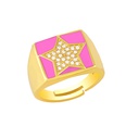 fashion copper inlaid zircon fivepointed star square wide ringpicture20