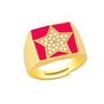 fashion copper inlaid zircon fivepointed star square wide ringpicture21