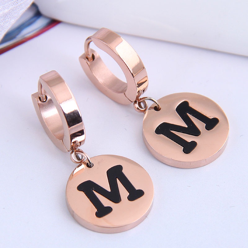 Korean fashion round M letter earrings