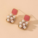 Korean style retro pearl inlaid rhinestone square earringspicture12