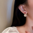 Korean style retro pearl inlaid rhinestone square earringspicture13