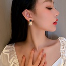 Korean style retro pearl inlaid rhinestone square earringspicture14