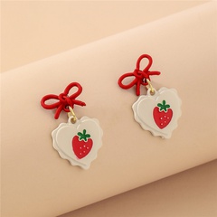 Korean style cute strawberry cherry lemon heart shape earrings