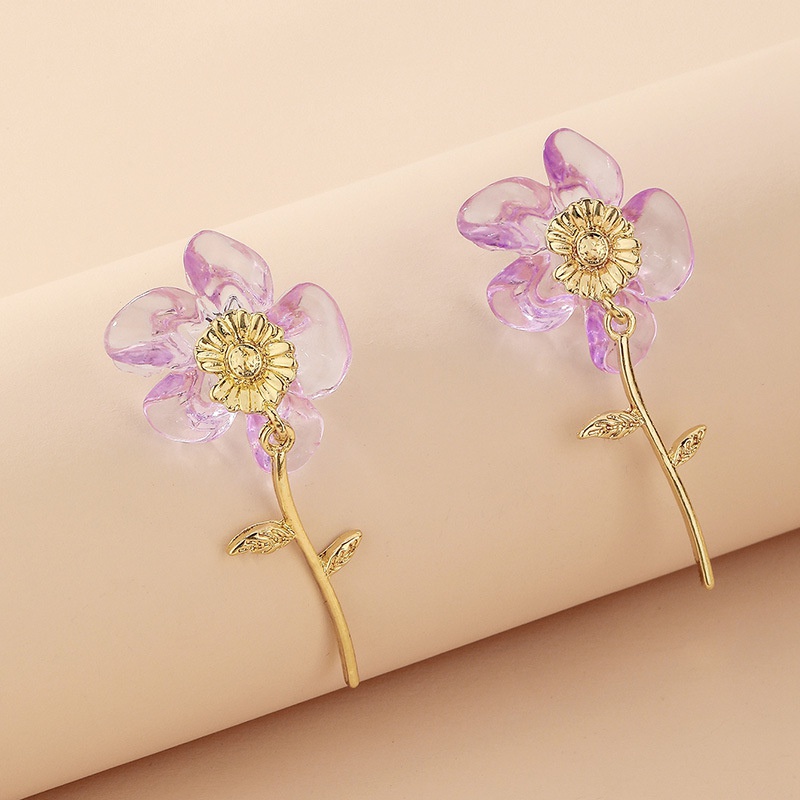 Korean style transparent flower earrings