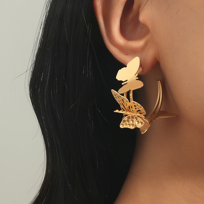 fashion simple creative hollow butterfly earrings