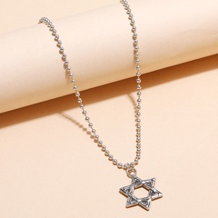 new creative style retro simple hollow six-pointed star necklace