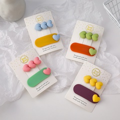 Korean heart color matching side clip wholesale