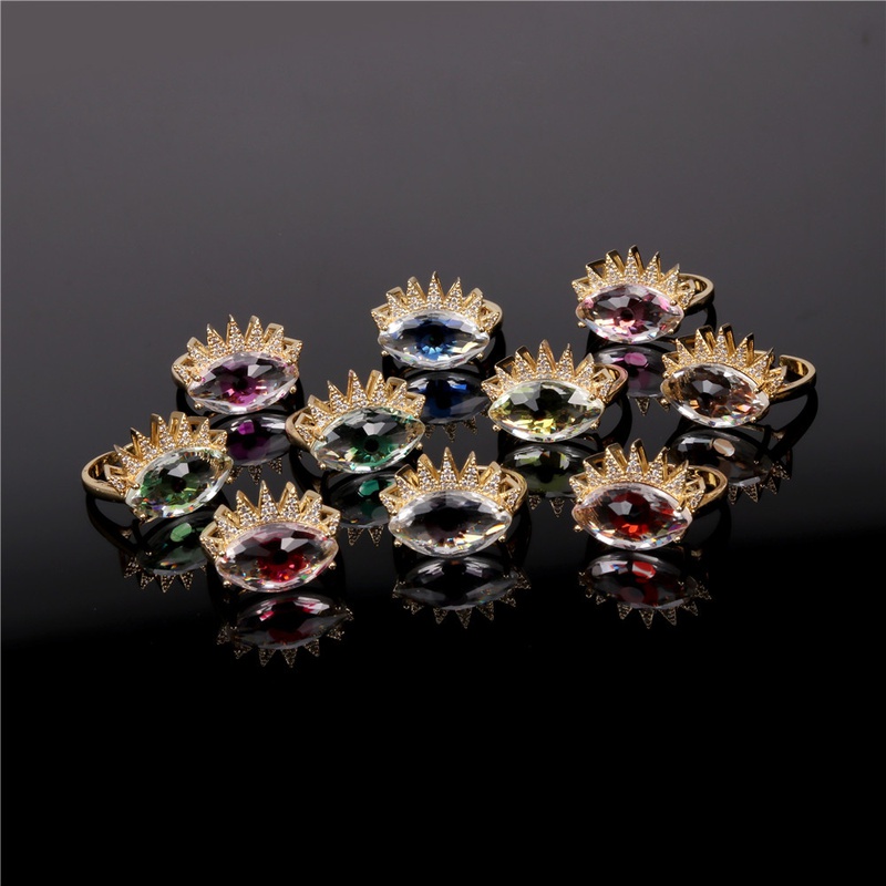 fashion demon eye copper inlaid zircon ring