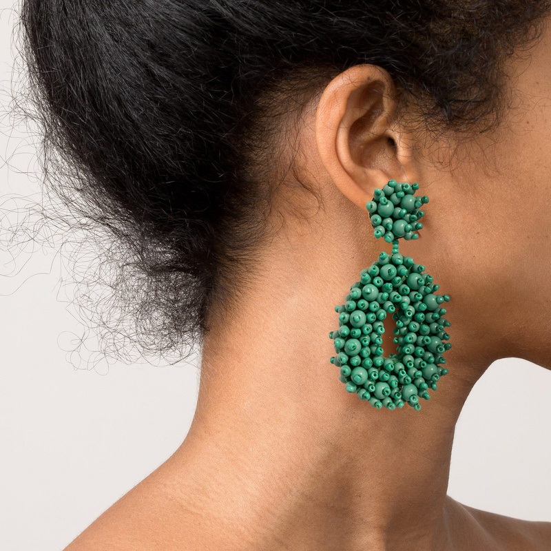 ethnic style rice beads acrylic cloth earrings