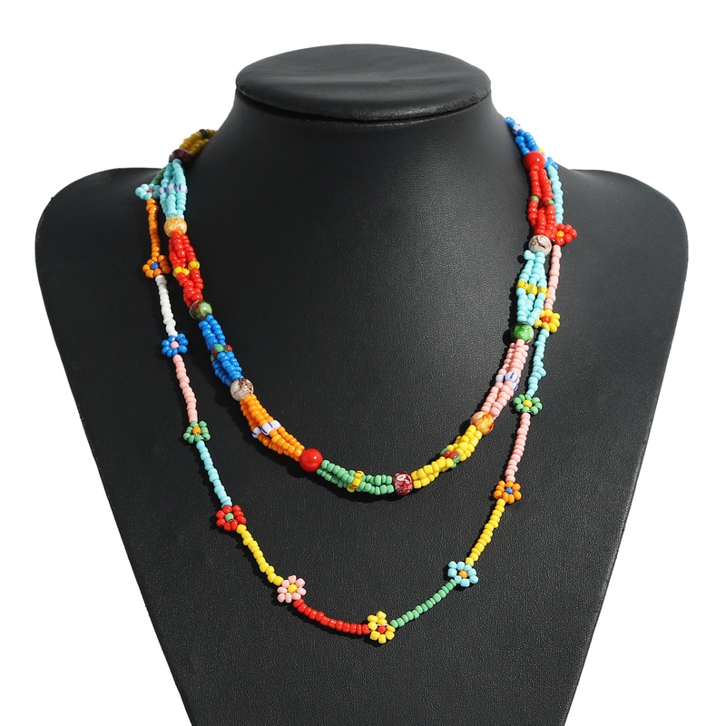 bohemian rice bead necklace multilayer necklace