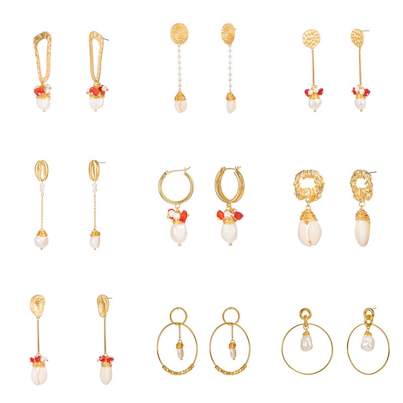 fashion handwoven long pearl earrings
