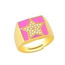 fashion copper inlaid zircon fivepointed star square wide ringpicture15