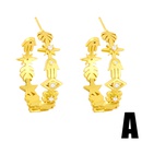 creative eyes smiley palm leaves Cshaped zircon earringspicture10