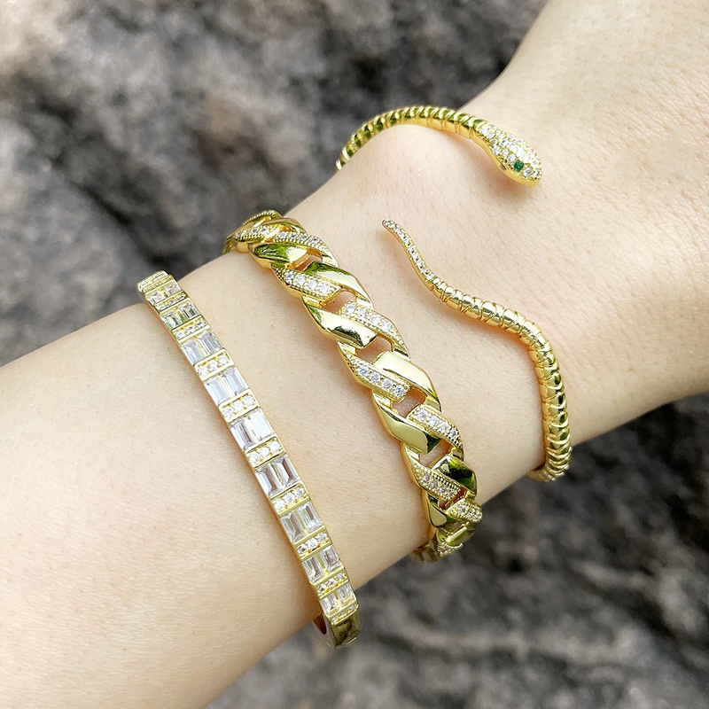 punk geometric diamond snake bracelet