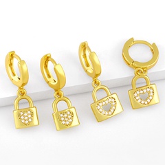simple niche fashion heart lock earrings