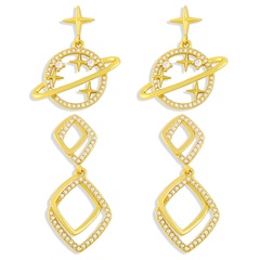Korea's retro geometric prismatic zircon earrings