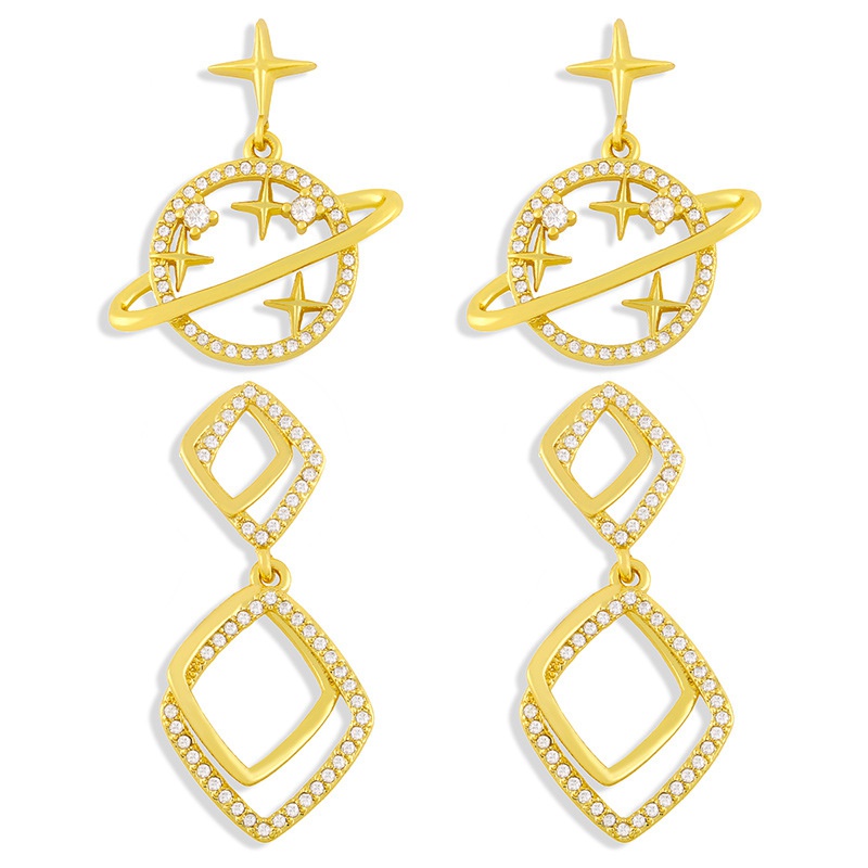 Koreas retro geometric prismatic zircon earrings