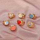 fashion geometric flower multicolor heart ring wholesalepicture12