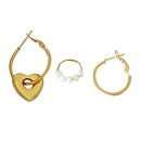 retro metal pearl heart shape earrings threepiece setpicture8