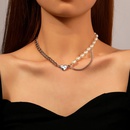 Korea simple pearl stitching heart necklacepicture9