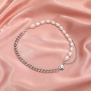 Korea simple pearl stitching heart necklacepicture10