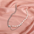 Korea simple pearl stitching heart necklacepicture11