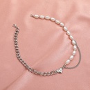 Korea simple pearl stitching heart necklacepicture12