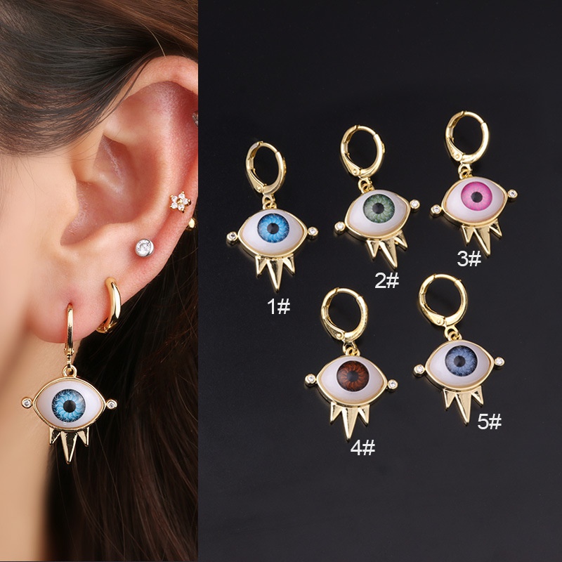 Bohemian style colorful eye shape single earrings