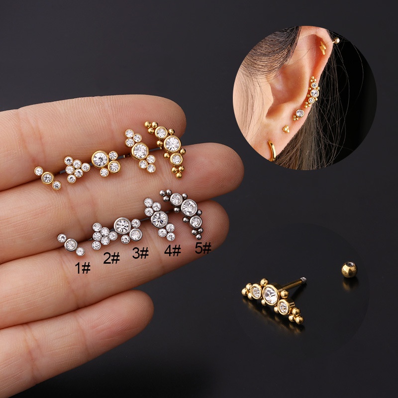 fashion piercing screw ball copper earrings