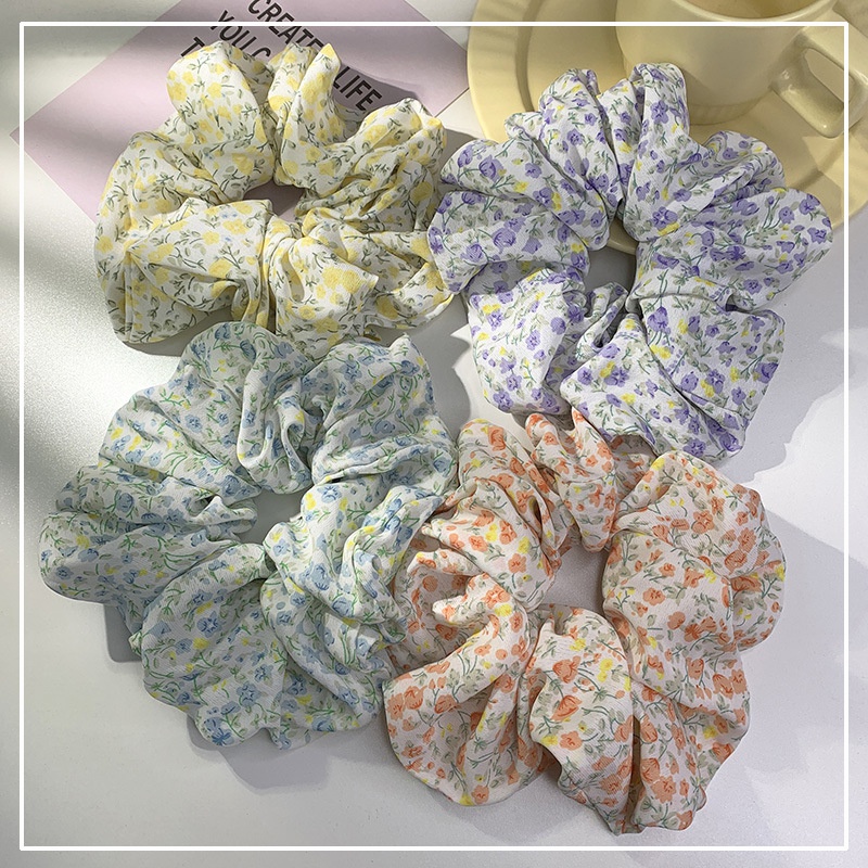 new style retro French floral elegant tie hair scrunchies