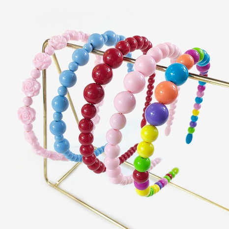 Serre-tête en perles acryliques de style coréen simple de couleur bonbon's discount tags