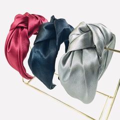 fashion wide-brimmed pure color silk knot headband