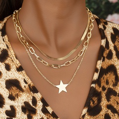 wholesale fashion three-layer five-pointed star necklace