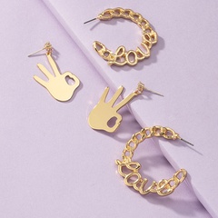 fashion letter love chain OK gesture alloy earrings wholesale