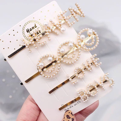 Geometrische Haarnadel aus Metallimitat-Perle im koreanischen Stil's discount tags