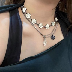 fashion violent bear camellia stacking necklace