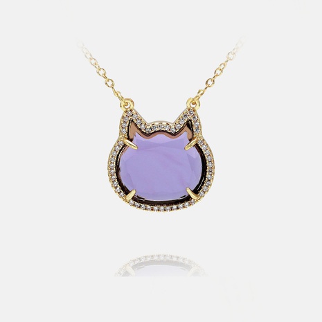 New Fashion Colored Glass Cat Pendent Necklace's discount tags