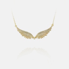 fashion copper gold-plated zircon feather necklace